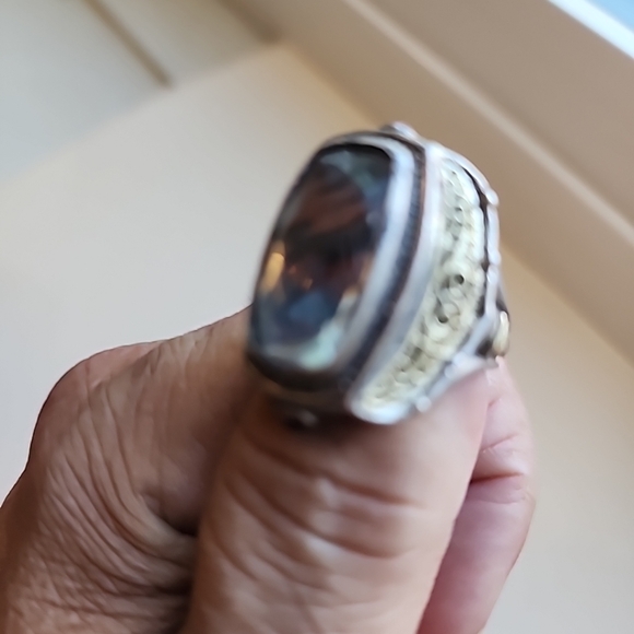 William Schraft sterling silver and 18K gold green amethyst ring - Picture 2 of 6